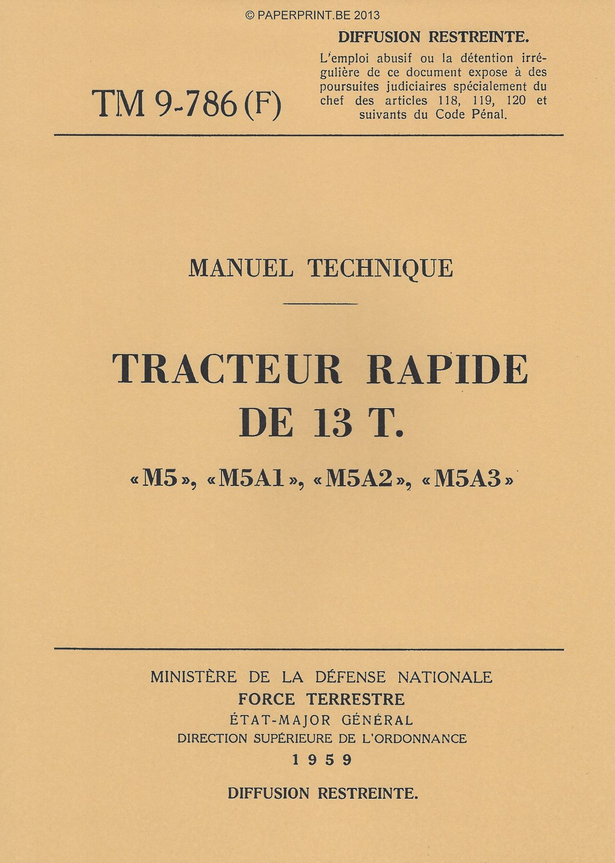 TM 9-786 FR TRACTEUR RAPIDE DE 13 T